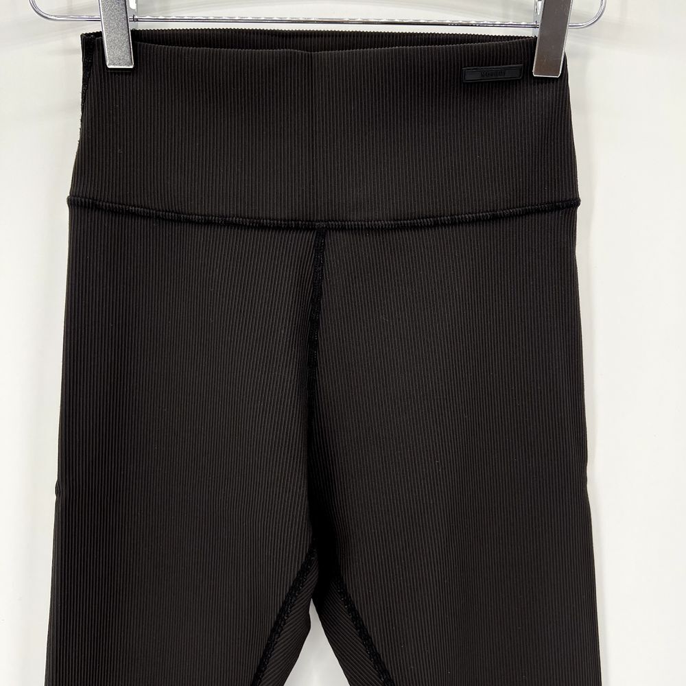 Meshki‎ Ribbed Leggings High Waisted Size S Black Activewear Stretch Gym Workout - Picture 2 of 9